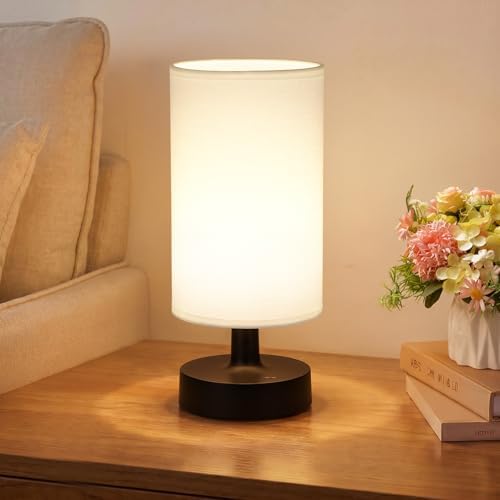 Kakanuo Cordless Table Lamp Rechargeable Small - 1 Pack White Black, 4000mAh Battery Operated Lamp with Touch Control Stepless Dimming, Wireless Lamp for Bedside, Nightstand, Bedroom, Living Room by KakanuoLightings