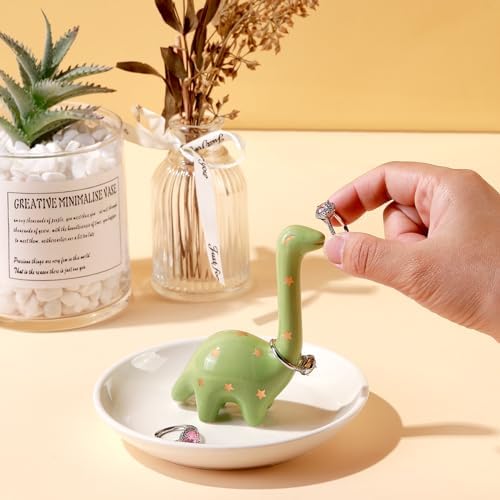 PUDDING CABIN Dinosaur Gifts for Women, Green Dinosaur Ring Holder Dish for Rings Earrings Bracelets Necklace Organizer, Gifts for Women Birthday Mothers Day Christmas Thanksgiving - Image 4