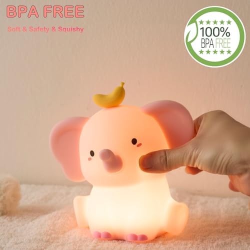 Elephant Lamp, Elephant Cute Night Light Gifts, Rechargeable Bedside Nightlight, Dimmable Squishy Silicone Animal Touch Lamp, Baby Room Decor, Small Night Light for Kids Teens Boys Girls Lovers - Image 4