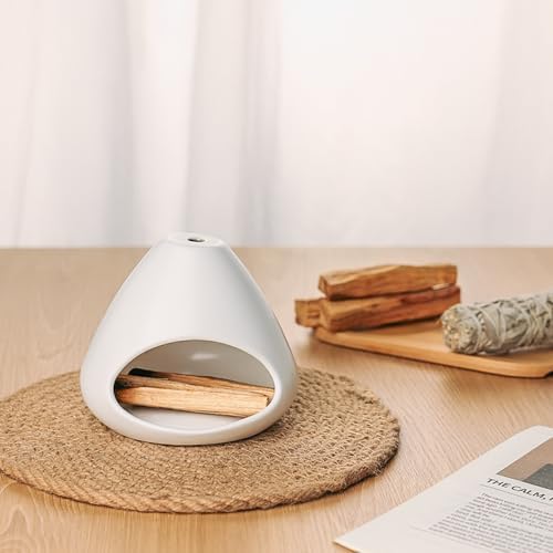 Ceramic Palo Santo Holder, Modern Incense Burner, Smudge Bowl (White) by ONTUBE