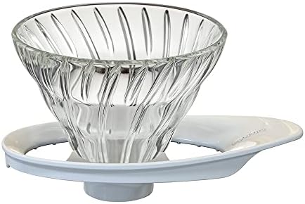 HARIO V60 VDGR-01-W Heat Resistant Glass Transparent Dripper, 01, For 1 to 2 Cups, White, Made in Japan by Hario