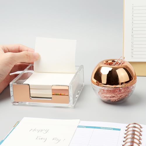 NatSumeBasics Rose Gold Paper Clip Holder Dispenser & 100 Paper Clips - Image 5