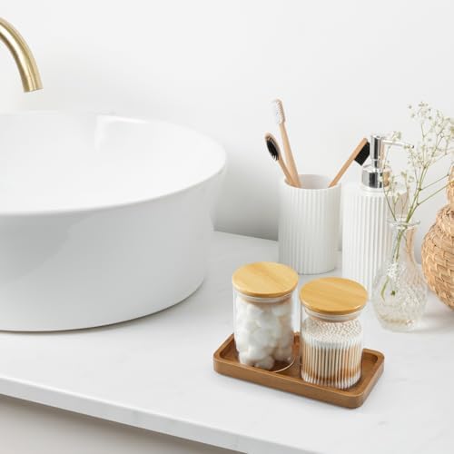 ALELION 8" Acacia Wood Bathroom Vanity Tray for Counter - Dresser Top Tray for Perfume Jewelry Candle Key Catchall - Small Kitchen Countertop Organizer for Soap Dispenser and Sponge Holder - Image 5