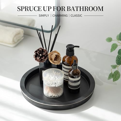 Hanobe Round Wood Candle Holder Tray, Black Coffee Table Centerpiece Decor - Image 3