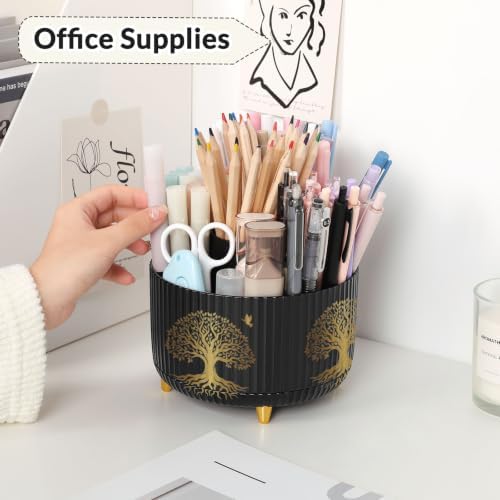 SKYDUE 360 Degree Rotating Pen Holder for Desk with 5 Slots,Tree of Life - Image 3