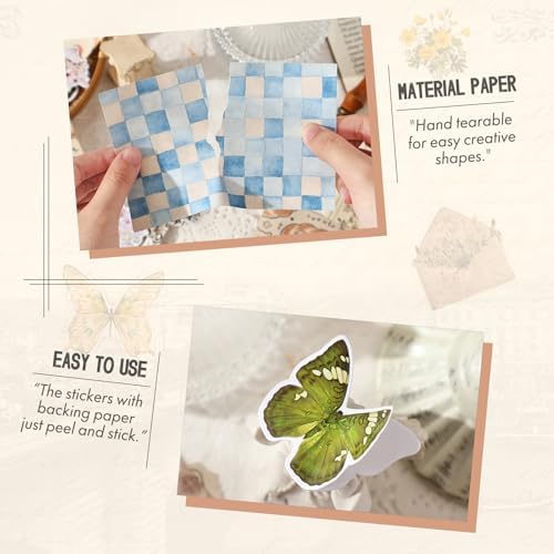 OKUPAN Scrapbook Supplies Kit – 100PCS Vintage Cottagecore Floral Scrapbook Paper & Stickers, 4 Sizes Pastoral Scrapbooking Supplies for Journaling, Card Making & DIY Gifts (Yellow) - Image 5