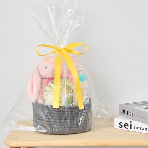 ABenkle Small Woven Basket, Empty Tiny Shallow Storage Basket, Mini Cotton Rope Baskets, Round Decorative Hamper, Basket Storage Bins for Toys, Spa, Socks, Nursery, Living Room - Image 4