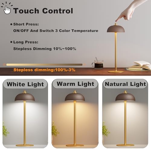 1 Pack Rechargeable Cordless Table Lamp, 5000mAh Battery Table Light - Image 2