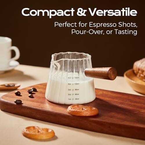 YARRAMATE 6oz Glass Espresso Measuring Cup with Wooden Handle - Image 6