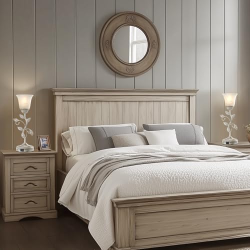 Set of 2 Rustic Touch Table Lamps for Bedroom 2 USB C+A - Image 5