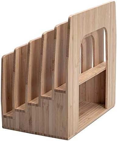 MobileVision Bamboo Multi Device Inclined Organizer for Smartphones, Tablets and Laptops, Upright Sections, Step Sorter, 5 Slots - Image 5