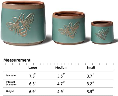 Terracotta Pots, 8+6+4 Inch Plant Pots, 3 Pcs with Drainage Holes - Image 2