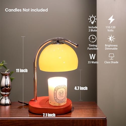 FCTWAKS Mid Century Milk Glass Candle Warmer Lamp with Timer & Dimmer, Mothers Day Birthday Gifts for Women Mom, House Warming Gifts New Home, Wax Warmer Lamp for Bedroom Decor with 2 Bulbs - Image 2