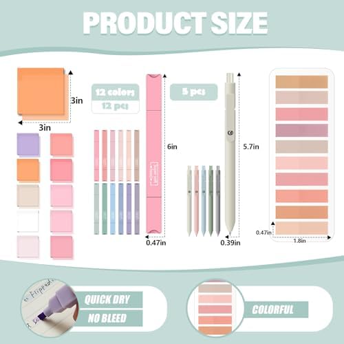 Jutom 38 Pcs Book Annotation Kit for Bible Study, Pink Series, Square - Image 5