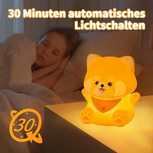 Rytinazzz Silicone Night Light for Kids, 50H Long Battery Red Panda Lamp, Cozy Gift Light for Kids, Soft Dimmable Bedside Light, Rechargeable Tap Control - Image 4