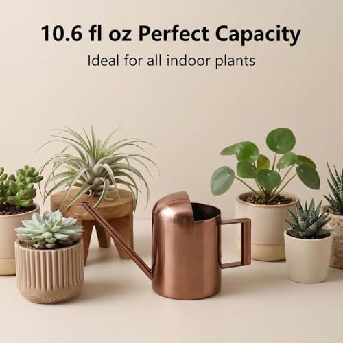 Watering Can 10oz/300ml Stainless Steel Long Spout Semi Open Powder Coated Flower Watering Pot for Garden Family Outdoor - Image 4