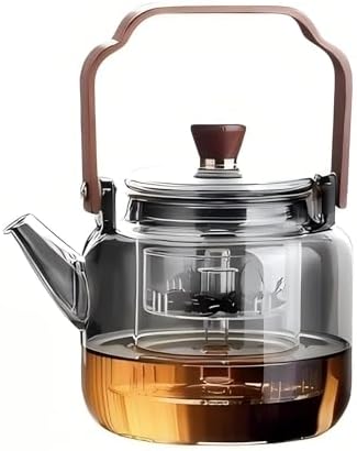 Tea Pot with Infuser for Loose Leaf Tea, Glass Teapot Stovetop, Heat Resistant Borosilicate Tea Kettle, Clear, 34oz/1000ml Capacity, Tea Strainer by Unknown
