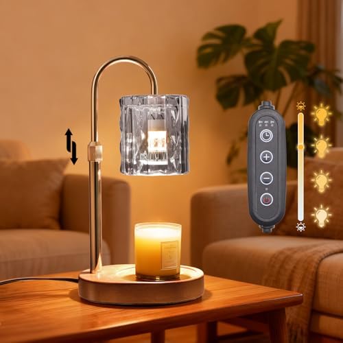 Candle Warmer Lamp with Timer and Dimmer 4-Level Dimmable Flower Light Heat Lamp for Jar Candles Adjustable Height Modern Cute Home Decor for Living Room Bedroom(Silver-Square) by Unknown