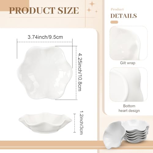 Shappy 6 Pcs White Ceramic Jewelry Dish Trinket Tray Ring Holder, Flower - Image 2