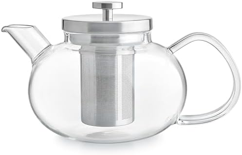 Teabloom Connoisseur Glass Teapot with Stainless Steel Infuser for Loose Tea – 4-Cup Capacity, Stovetop-Safe, Durable Borosilicate Glass, Perfect for Hot and Iced Tea - Image 6
