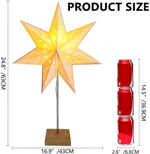 24.8" 7-Point Star Origami Paper Table Lamp - Image 3