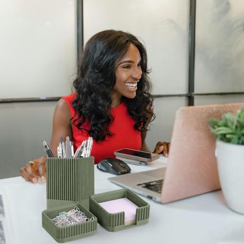 Aesthetic Desk Organizer Set,3-Piece Sturdy Plastic Office Accessories - Image 5
