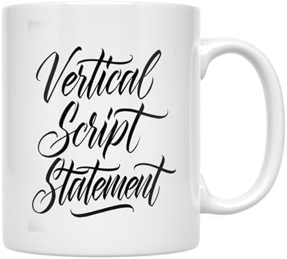 Minimalist Coffee Mug - Vertical Script Statement Design - 11 oz White Ceramic - Simple Script Aesthetic - Image 2