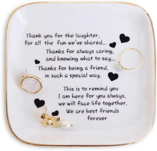 PUDDING CABIN Friend Birthday Gifts for Women, Friendship Thank You Ring Dish, Going Away Gifts for Friends by PUDDINGCABIN