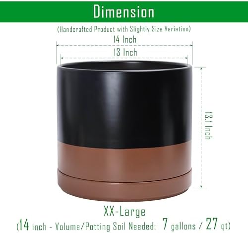 D'vine Dev 14 Inch Ceramic Planter Pot, Black/Tan, 94-O-G-7 - Image 3