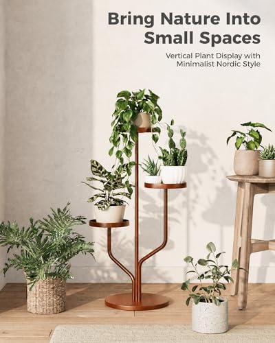 Tier Tall Flower Holder for Living Room,Bedroom Decor,Balcony (Brown) - Image 3