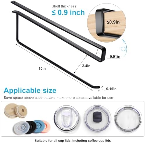 4-Pack Tumbler Lid Organizer, Round Wire Fits Straw and Drink Lids, Black - Image 2