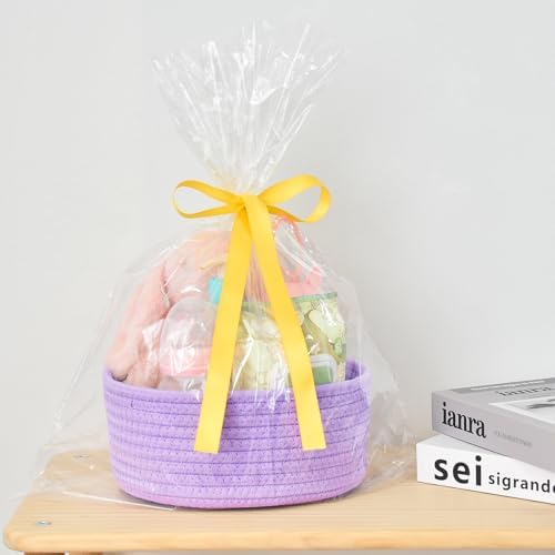 ABenkle Small Woven Basket, Empty Tiny Shallow Storage Basket, Mini Cotton Rope Baskets, Round Decorative Hamper, Basket Storage Bins for Toys, Spa, Socks, Nursery, Living Room - Image 5
