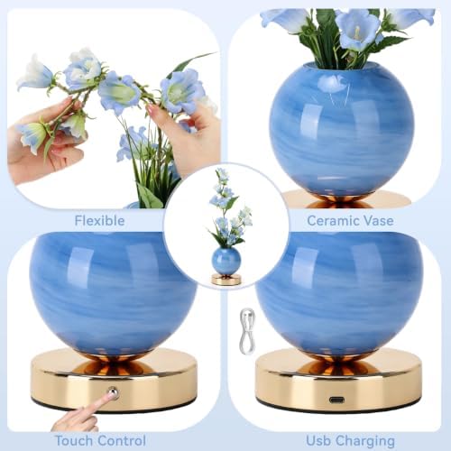 Blue Bellflower Flower Lamp, Rechargeable Cordless LED Floral Table Lamp - Image 6