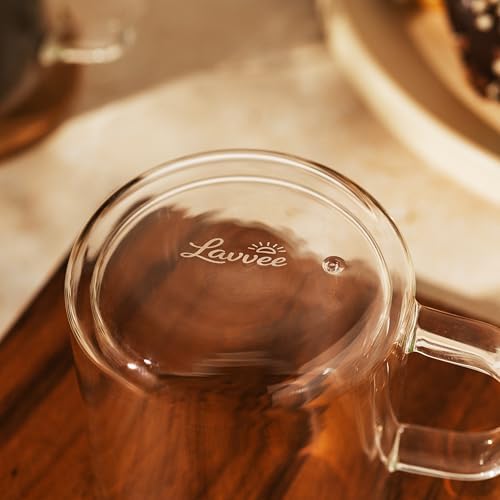 Double Wall Glass Coffee Mugs with Handle, 10oz Insulated Borosilicate Clear Cups for Latte Cappuccino Espresso Tea, Set of 4 - Image 5
