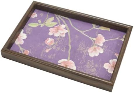 Wooden Valet Tray Floral Base Catchall Nightstand Organizer, Purple Blossom by Unknown