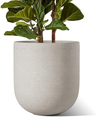 LE TAUCI 12 Inch Pots for Plants, Ceramic Large Planters for Indoor Plants, Indoor Plant Pots for Home Garden Patio Office, Planter Pots with Drainage Hole and Rubber Plug, Neutral Gray by LETAUCI