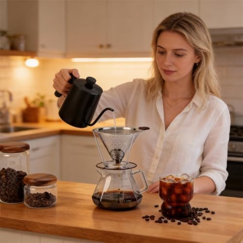 Reusable Stainless Steel Pour Over Coffee Dripper, Paperless V60 Filter - Image 7