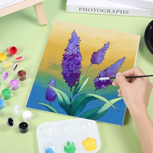 8 Pack Paint and Sip Kit for Adults, Flower Theme Pre Drawn Canvas to Paint Stretched Outline Canvas Art Painting Set Lady Night Party Favor Supplies Gift(8x10) - Image 5