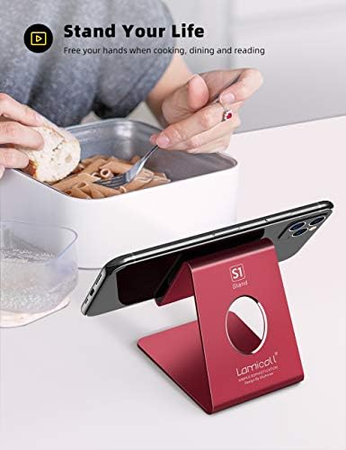Lamicall Cell Phone Stand, Phone Dock : Cradle, Holder, Stand, Compatible with Phone 12 Mini 11 Pro Xs Xs Max Xr X 8 7 6 6s Plus 5 5s 5c All Android Smartphone Charging, Accessories Desk - Red - Image 2