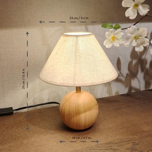 Wood Table Lamp for Bedroom, Flaxen Fabric Shade Small Desk Lamp for Living Room,Décor Ambient Bedside Lamps for Night Stands,LED Bulb (not Included) - Image 6