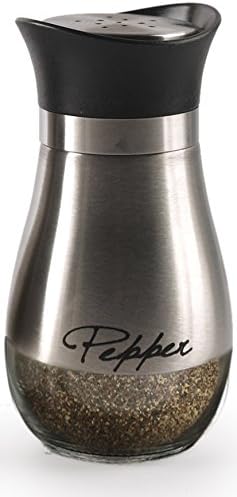 Circleware 68255 Cafe Contempo Elegant Glass Salt and Pepper Shakers Dispenser, Perfect for Himalayan Seasoning Herbs Spices, 4.4 oz, Silver - Image 4
