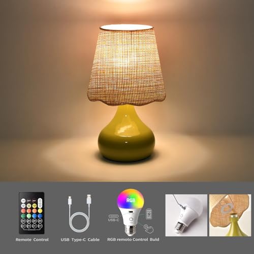 Ziqqeelam Cordless Table Lamp Rechargeable, Green Mini Cute Table Lamp for Nightstand, Battery Operated Small Table Lamp for Small Spaces for Kitchen Counter, Bookshelf, Bedside, Bedroom, Living Room - Image 4