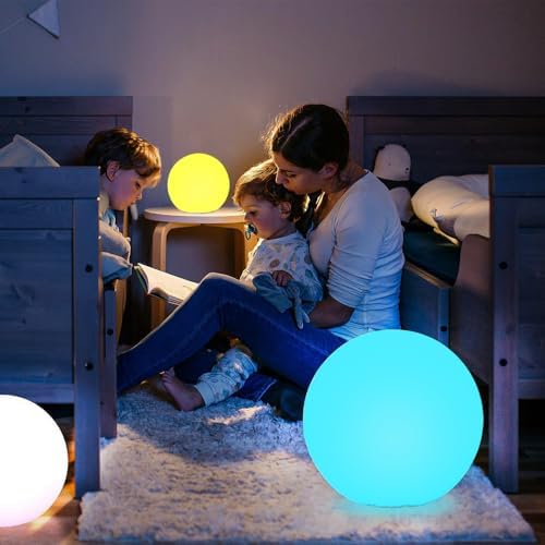 Globe Floor Lamp, 14-inch Color Charging Large LED Globe Orb Light Outdoor - Image 3