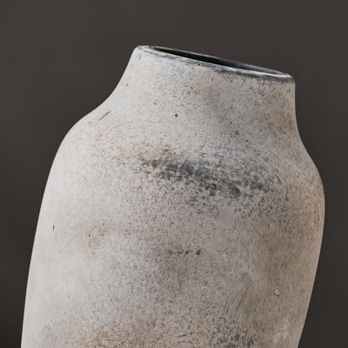 SIDUCAL Ceramic Rustic Farmhouse Vase | 7.2 Inch Pottery Decorative Flower Vase for Home Decor | Whitewashed Terracotta Boho Vase for Table, Living Room, Bathroom Decoration, Shelf Decor, Mantel - Image 5