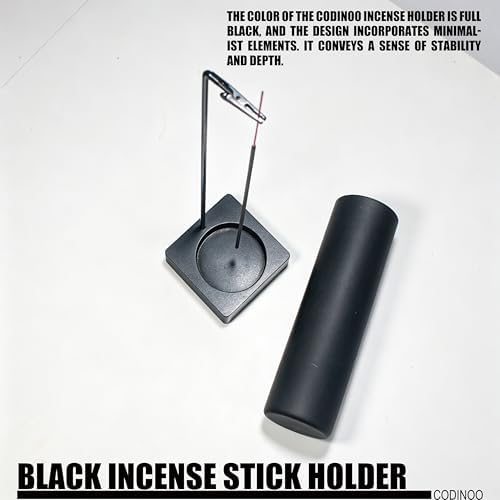 Incense Holder for Sticks,Incense Burner Holder,Modern Incense Holder for Stick with Glass Ash Catcher,Insence-Stick Holder [Anti-Ash Flying] for Yoga Spa (Upside Down Full Black) - Image 6