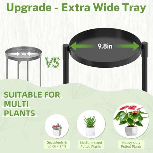 iDavosic.ly 3 Tier Large Plant Stand Indoor Outdoor, 10 In Wide Tray, Black - Image 2