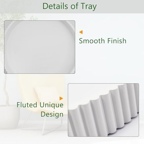 Round Decorative Tray for Coffee Table Decor, 11.8in White Decorative Serving Tray for Kitchen Counter,bandejas decorativas, Wooden Serving Tray for Party - Image 4