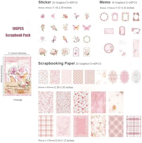 Doraking 100pcs Vintage Floral Scrapbook Paper Journaling Stickers - Image 2