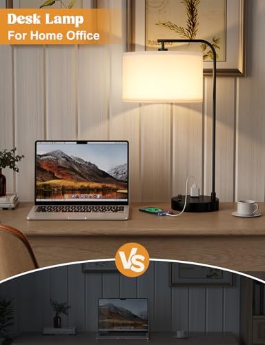 20.7" Tall Table Lamp with USB & Outlet, Fully Dimmable Nightstand Lamp - Image 5