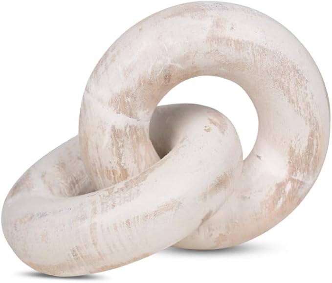 Homebia Designs Decorative Wooden Knot - 7x5.2x3 Inch - White Wash